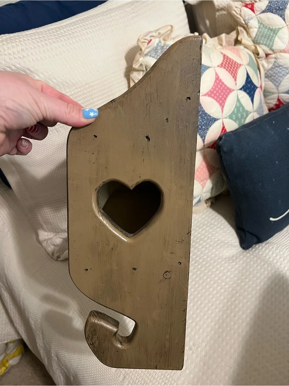 Rustic Tan Wall Shelf with Hooks - Home Wall Decor